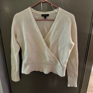 Banana Republic Cream Wrap-Style V-Neck Sweater